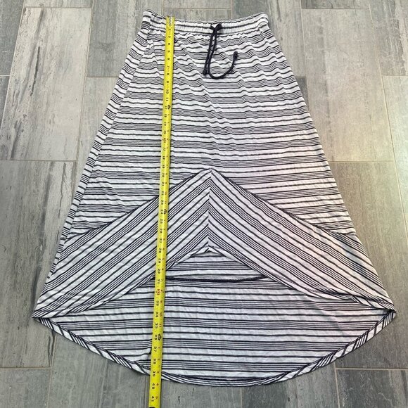 Michael Stars Lightweight Hi Low Striped Midi Skirt Black White Size Medium - Picture 5 of 7